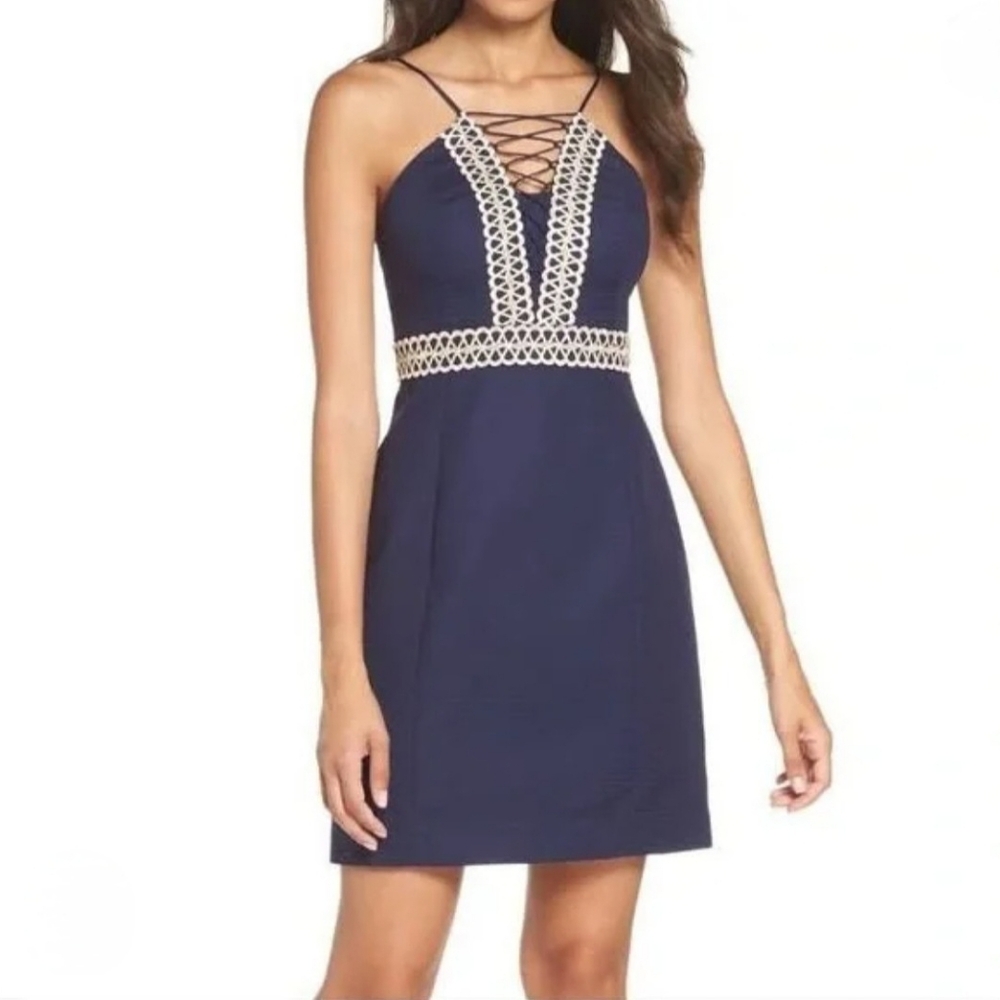LILLY PULITZER Trista Shift Dress in True Navy - Picture 2 of 13